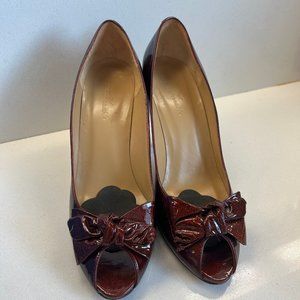 Burgundy Patent Leather Heels 8.5 B, Faconnable
